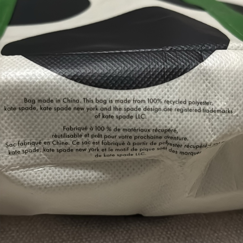 Kate Spade Mini Tote-Recycled Polyester/Signature Cream and Blk Dot with Green - Picture 10 of 15
